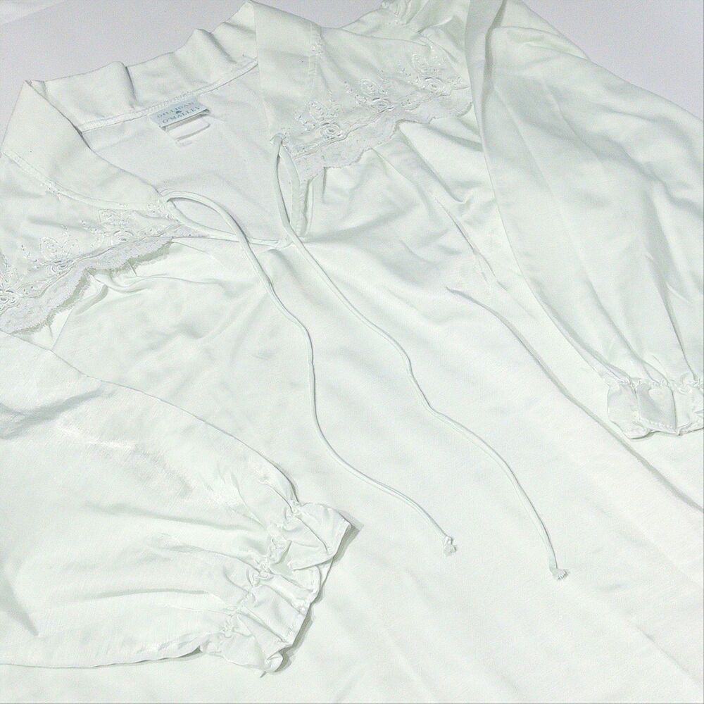 Vintage Gilligan O'Malley Pale Green Puff Sleeve Satin Nightgown ~ Women Size XL